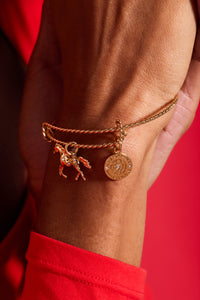 Horse Rope Textured Charm Bangle