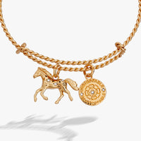 Horse Rope Textured Charm Bangle